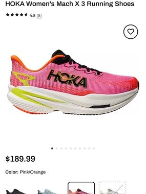 Hoka Pink and Orange Women's Mach X 3 Athletic Shoe